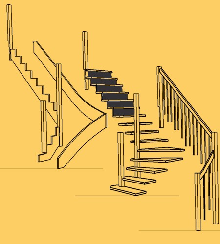 policzek - stopień - podstopień - słupek schodowy